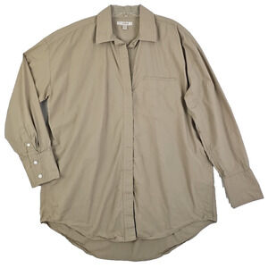 Banana Republic ~Woman Size L Tall~Beige Button-Up Shirt Oversized Blouse Cotton